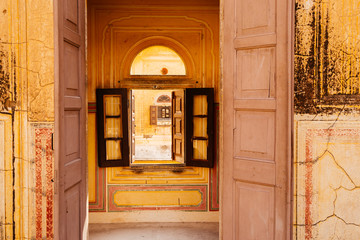 Fototapeta na wymiar Door and window at Nahargarh Fort in Jaipur, India