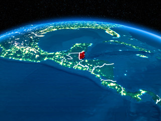 Belize from space at night