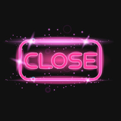 Pink neon light glowing sign close