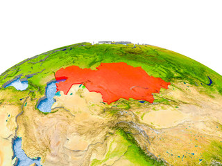 Kazakhstan on model of Earth