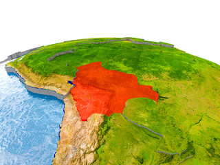 Bolivia on model of Earth