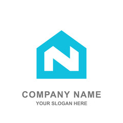 N Letter House Building Architecture Logo Vector