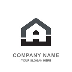 House with A Letter Initial Real Estate Property Logo Vector