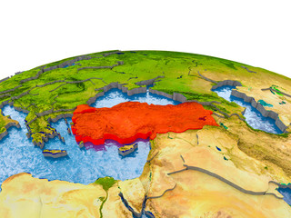 Turkey on model of Earth