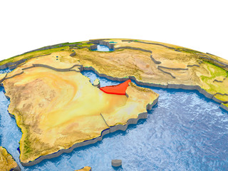 United Arab Emirates on model of Earth
