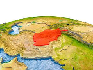 Afghanistan on model of Earth
