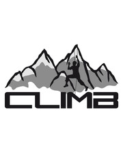 climb text gipfel bergsteiger klettern berge hoch sport hobby freizeit climbing aufstieg sicherheitsseil silhouette schwarz umriss