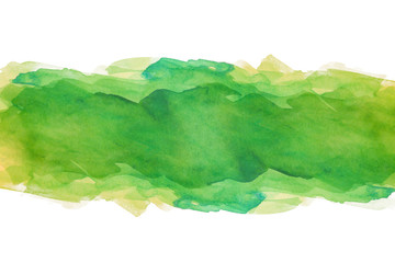 strip, line, band watercolor Green with a yellow shade multilayered, drawn by hand.