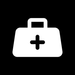 first-aid kit, simple icon. White icon on black background. Inve