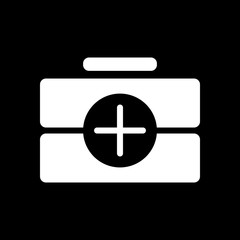 Obraz premium first-aid kit, simple icon. White icon on black background. Inve