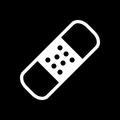 medical patch, simple icon. White icon on black background. Inve