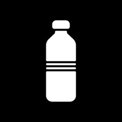 bottle of water, simple icon. White icon on black background. In