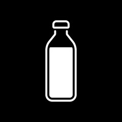 bottle of water, simple icon. White icon on black background. In
