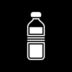 bottle of water, simple icon. White icon on black background. In