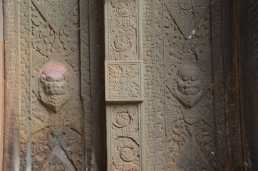 ancient relief angkor cambodia temple sculpture 