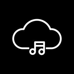 Cloud music library, striming. Simple linear icon with thin outl