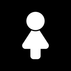 Female symbol. Simple icon of woman. White icon on black backgro