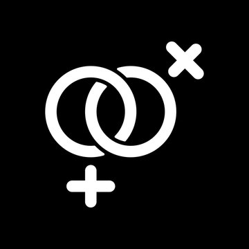 gender symbol. linear symbol. simple lesbian icon. White icon on