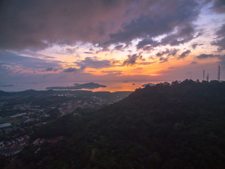 beautiful sunrise above radio and television Station on the Mountain