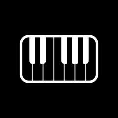 Piano keyboard icon. White icon on black background. Inversion