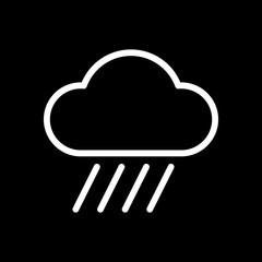 Cloud and rain. Weather simple icon. Linear style. White icon on