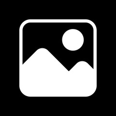 Simple picture icon. White icon on black background. Inversion
