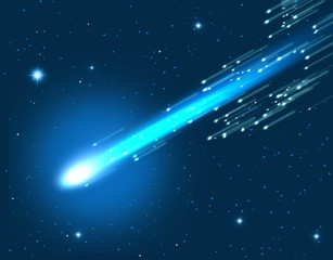 放射　彗星　流星　放射光　光線　閃光　サイエンス　銀河　宇宙　星雲 - obrazy, fototapety, plakaty