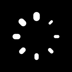 Simple loading symbol. White icon on black background. Inversion