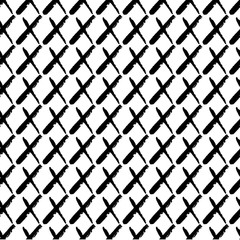Fototapeta premium Abstract geometric seamless hand drawn pattern. Modern grunge texture. Monochrome brush painted background.