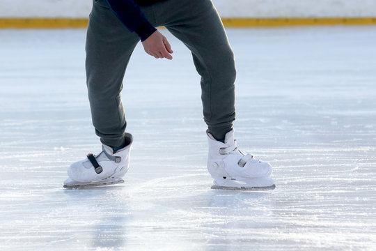 foot ice-skating person on the ice rink