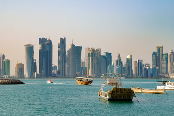 Doha waterfront and boats