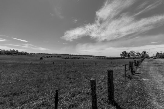 Black and White Farmland, NSW, Australia