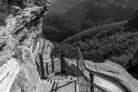 Staircase, Wenstworth Falls, Blue Muntains, NSW, Australia (Black and White)