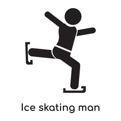 Ice skating man icon vector sign and symbol isolated on white background, Ice skating man logo concept