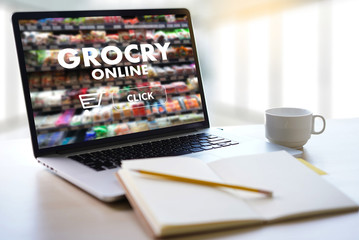online shopping concept supermarket online  phone grocery shopping health food