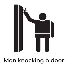 Man knocking a door icon vector sign and symbol isolated on white background, Man knocking a door logo concept