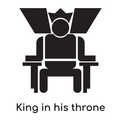 King in his throne icon vector sign and symbol isolated on white background, King in his throne logo concept