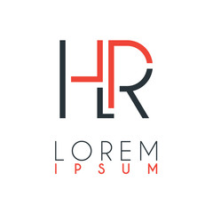 The logo between the letter H and letter R or HR with a certain distance and connected by orange and gray color