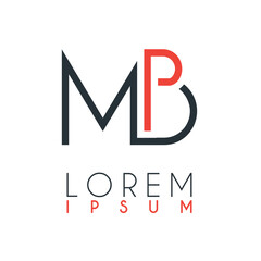 The logo between the letter M and letter B or MB with a certain distance and connected by orange and gray color