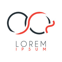 The logo between the letter O and letter Q or OQ with a certain distance and connected by orange and gray color