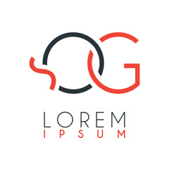 The logo between the letter Q and letter G or QG with a certain distance and connected by orange and gray color