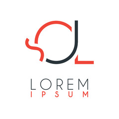 The logo between the letter Q and letter L or QL with a certain distance and connected by orange and gray color