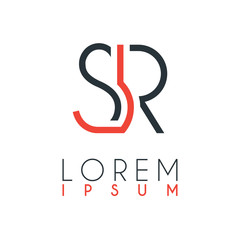 The logo between the letter S and letter R or SR with a certain distance and connected by orange and gray color