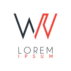 The logo between the letter W and letter V or WV with a certain distance and connected by orange and gray color