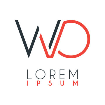 The logo between the letter W and letter O or WO with a certain distance and connected by orange and gray color