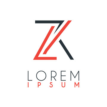 The logo between the letter Z and letter K or ZK with a certain distance and connected by orange and gray color