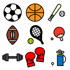 Colorful of sport icon on white background