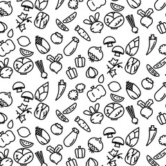 Simple pattern background outline of variety vegetable icon on white background