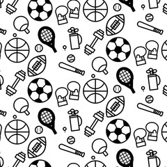 Simple pattern background outline of variety sport icon on white background