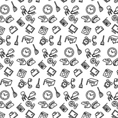 Simple pattern background outline of variety household icon on white background